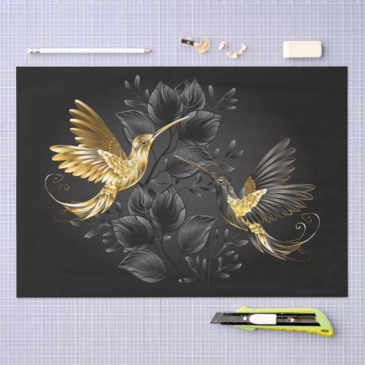 Black and Gold Hummingbird Seidenpapier (Handwerk)