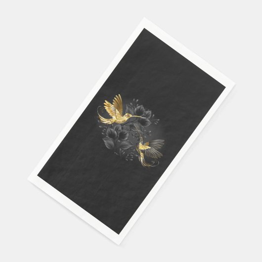 Black and Gold Hummingbird Serviette (Ecke)