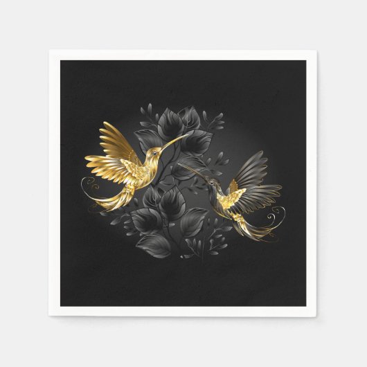 Black and Gold Hummingbird Serviette (Vorderseite)