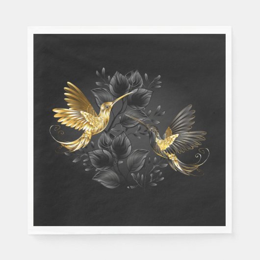 Black and Gold Hummingbird Serviette (Vorderseite)