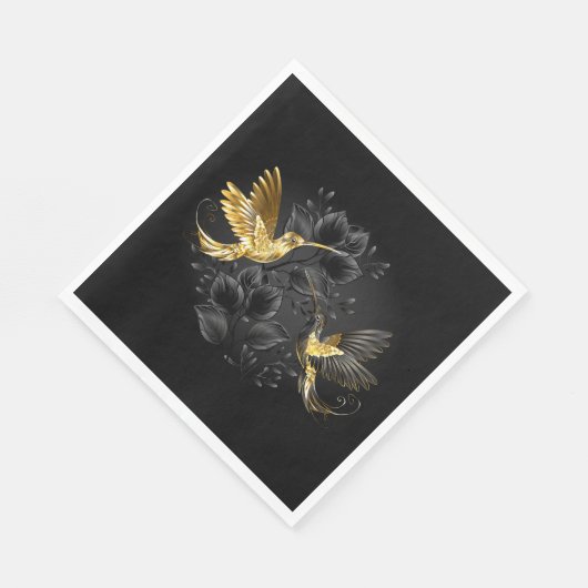 Black and Gold Hummingbird Serviette (Ecke)