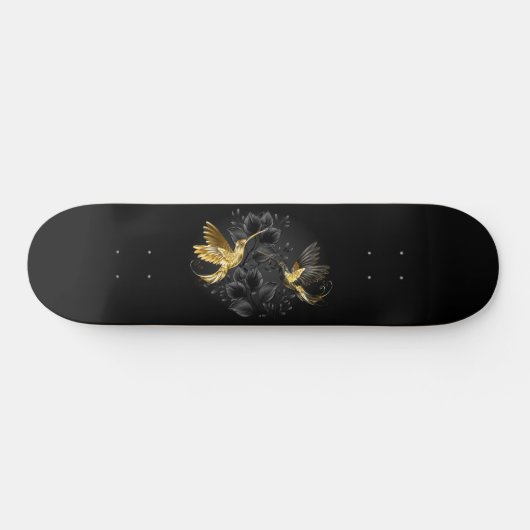 Black and Gold Hummingbird Skateboard (Horizontal)