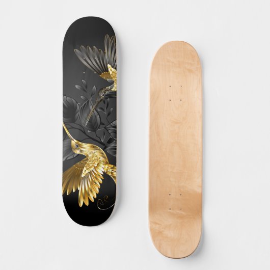 Black and Gold Hummingbird Skateboard (Vorderseite)