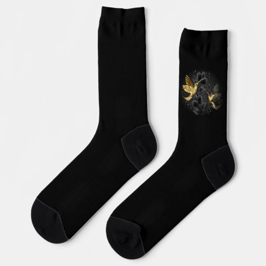 Black and Gold Hummingbird Socken (Linkes Detail)