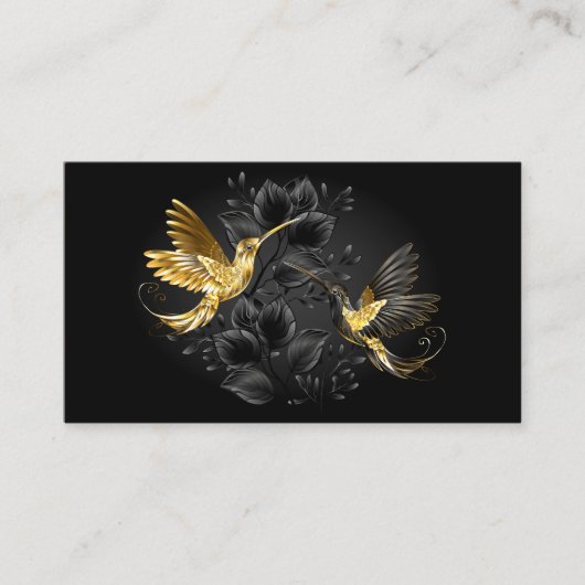 Black and Gold Hummingbird Telefonnummerkarte (Vorderseite)
