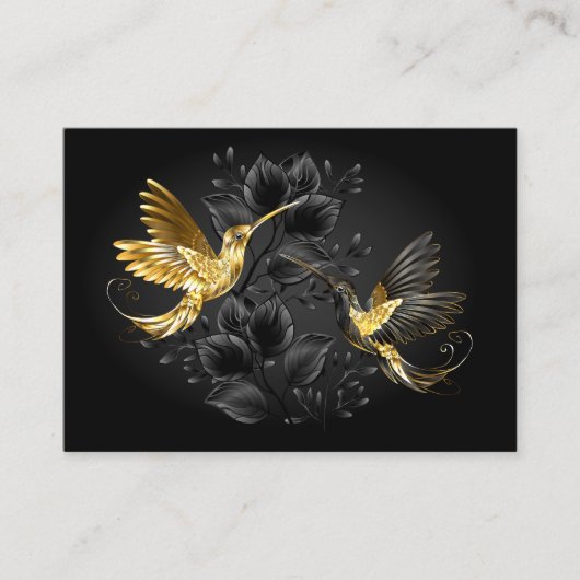 Black and Gold Hummingbird Telefonnummerkarte (Vorderseite)
