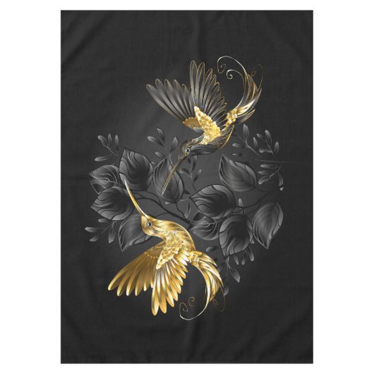 Black and Gold Hummingbird Tischdecke (Vorderseite)
