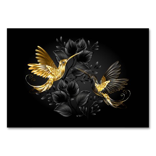 Black and Gold Hummingbird Tischnummer (Vorderseite)