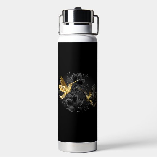 Black and Gold Hummingbird Trinkflasche (Hinten)
