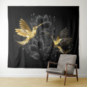 Black and Gold Hummingbird Wandteppich (Beispiel (Horizontal))