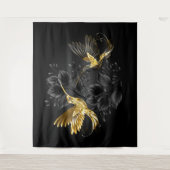 Black and Gold Hummingbird Wandteppich (Vorderseite)