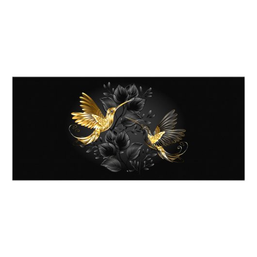 Black and Gold Hummingbird Werbekarte (Vorne)