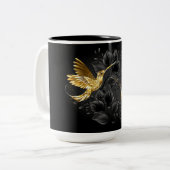Black and Gold Hummingbird Zweifarbige Tasse (Vorderseite Links)