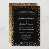 Black and Gold Imitate Glitzer Bokeh Wedding Einladung (Vorne/Hinten)