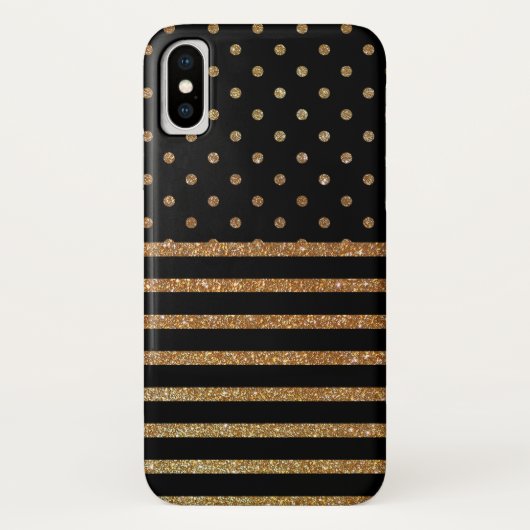 Black and Gold Imitate Glitzer iPhone X Fall Case-Mate iPhone Hülle (Rückseite)