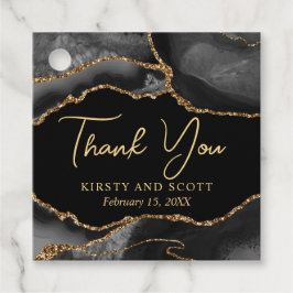 Black and Gold Imitats Glitzer Agate Wedding Geschenkanhänger