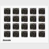 Black and Gold Imitats Glitzer Agate Wedding Quadratischer Aufkleber (Blatt)