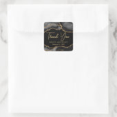 Black and Gold Imitats Glitzer Agate Wedding Quadratischer Aufkleber (Tasche)