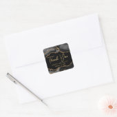 Black and Gold Imitats Glitzer Agate Wedding Quadratischer Aufkleber (Umschlag)