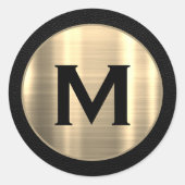 Black and Gold Initial Runder Aufkleber (Vorderseite)