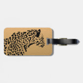 Black and Gold Jaguar Monogram Gepäckanhänger (Rückseite horizontal)