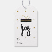 Black and Gold Joy Geschenk Geschenk raffiniert Geschenkanhänger (Vorderseite)