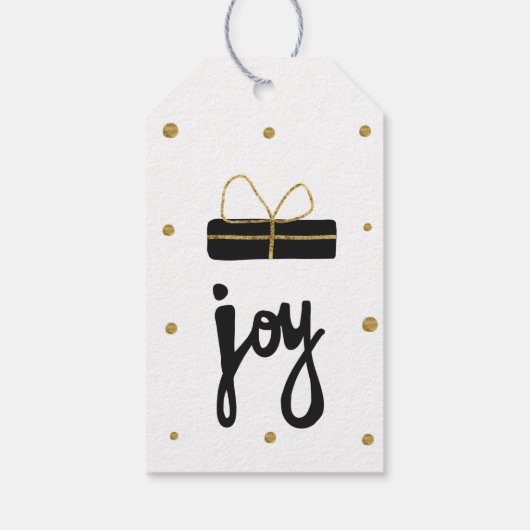 Black and Gold Joy Geschenk Geschenk raffiniert Geschenkanhänger (Rückseite)