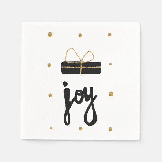 Black and Gold Joy Geschenk Geschenk raffiniert Serviette (Vorderseite)