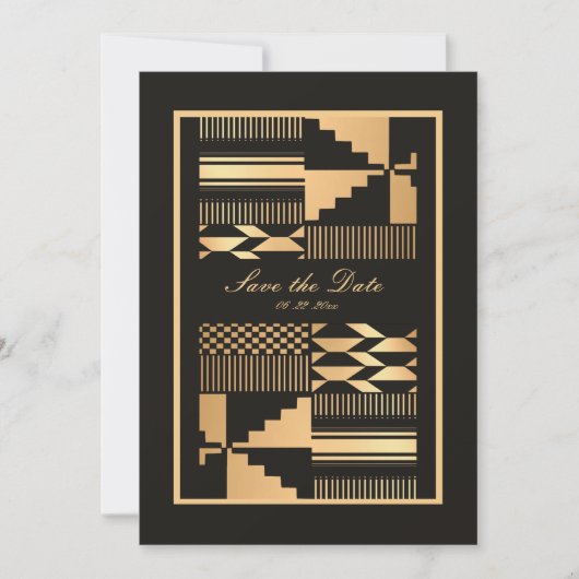 Black and Gold Kente Save The Date (Vorderseite)