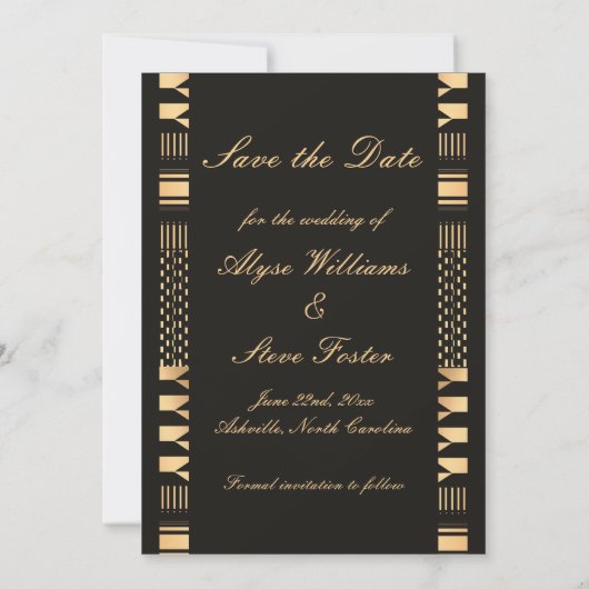 Black and Gold Kente Save The Date (Rückseite)