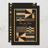 Black and Gold Kente Save The Date (Vorne/Hinten)