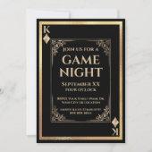 Black and Gold King of Diamonds Game Night Einladung (Vorderseite)