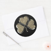 Black and Gold Kleeblatt Clover Irish Ireland Chic Runder Aufkleber (Umschlag)