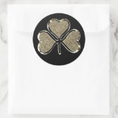 Black and Gold Kleeblatt Clover Irish Ireland Chic Runder Aufkleber (Tasche)