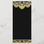 Black and Gold Lace Slim Dinner Menü Menükarte (Rückseite)