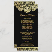 Black and Gold Lace Slim Dinner Menü Menükarte (Vorne/Hinten)