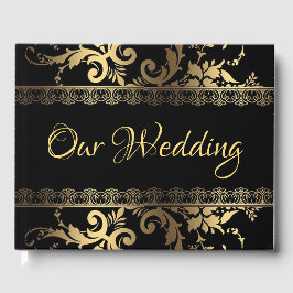Black and Gold Lace und Wirbel Gästebuch