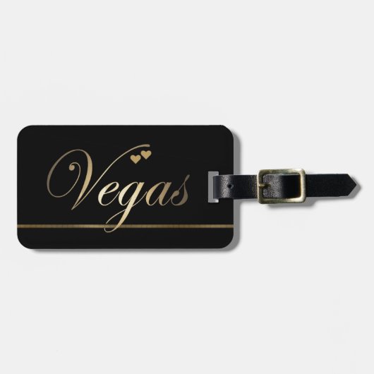 Black and Gold Las Vegas Gepäckanhänger (Vorderseite horizontal)