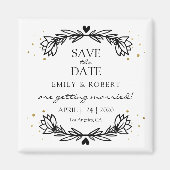 Black and Gold Laurel Save the Date Hochzeit Magnet (Vorne)