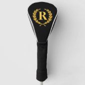 Black and Gold Laurel Wreath Monogram Golf Headcover (Vorderseite)