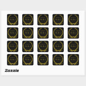 Black and Gold Laurel Wreath Wedding Sticker (Blatt)