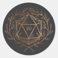 Black and Gold Laurels D20 Dice