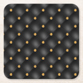 Black and Gold Leather Diamond gespeist Rechteckiger Pappuntersetzer (Vorderseite)
