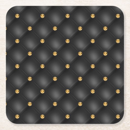 Black and Gold Leather Diamond gespeist Rechteckiger Pappuntersetzer (Vorderseite)