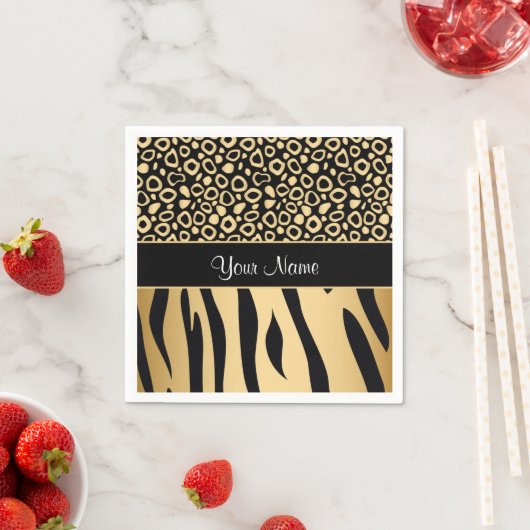Black and Gold Leopard and Zebra Pattern Serviette (Beispiel)