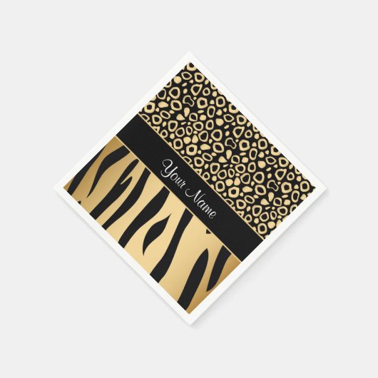 Black and Gold Leopard and Zebra Pattern Serviette (Ecke)
