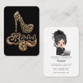 Black and Gold Leopard Boss Lady Business Card Visitenkarte (Vorne/Hinten)