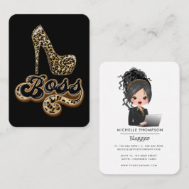 Black and Gold Leopard Boss Lady Business Card Visitenkarte