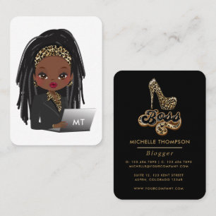 Black and Gold Leopard Boss Lady Business Card Visitenkarte