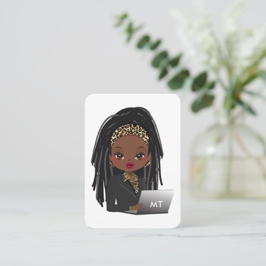 Black and Gold Leopard Boss Lady Business Card Visitenkarte (Stehend Vorderseite)